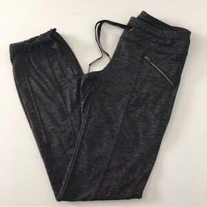 Athleta Black Heather Athletic Pants Size XS 4 Pockets (2 zip) & Cinched Hems